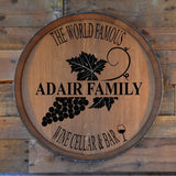 Personalized Reclaimed Wine Barrel Head/Laser Engraved/Free Shipping