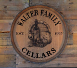 Personalized Reclaimed Wine Barrel Head/Lazy Susan/Clock/Wall Art/Wall Hanging/Laser Engraved/Laser Engraving/Wedding Gift/Free Shipping