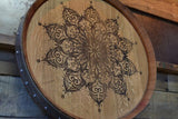 Mandala Custom Wine Barrel Head/Lazy Susan/Clock/Wall Art/Wall Hanging/Laser Engraved/Laser Engraving/Wedding Gift/Free Shipping