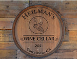 Monogrammed Personalized Reclaimed Wine Barrel Head/Lazy Susan/Clock/Wall Art/Wall Hanging/Laser Engraved/Wedding Gift/Free Shipping