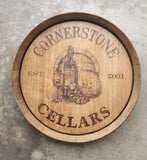 Personalized Reclaimed Wine Barrel Head/Lazy Susan/Clock/Wall Art/Wall Hanging/Laser Engraved/Laser Engraving/Wedding Gift/Free Shipping