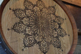 Mandala Custom Wine Barrel Head/Lazy Susan/Clock/Wall Art/Wall Hanging/Laser Engraved/Laser Engraving/Wedding Gift/Free Shipping