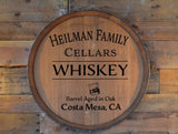 Personalized Family Whiskey Cellar Wine Barrel Head: Lazy Susan or Wall Art