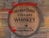Personalized Family Whiskey Cellar Wine Barrel Head: Lazy Susan or Wall Art
