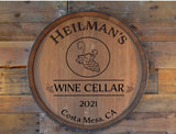 Personalized Family Wine Cellar Wine Barrel Head: Lazy Susan or Wall Art