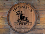 Personalized Family Wine Bar Wine Barrel Head: Lazy Susan or Wall Art