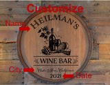 Personalized Family Wine Bar Wine Barrel Head: Lazy Susan or Wall Art