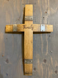 Wine Barrel Stave Laser Engraved Cross
