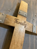 Wine Barrel Stave Laser Engraved Cross