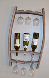 Barrel Stave Hanging Wine Bottle and Glass Holder