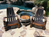 2 Wine Barrel Adirondack Chairs & Side Table Set