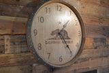 Personalized Reclaimed Wine Barrel Head: Wall Clock - California Republic