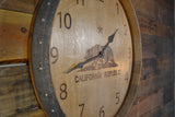 Personalized Reclaimed Wine Barrel Head: Wall Clock - California Republic
