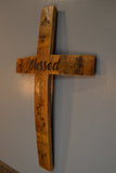 Custom Laser Engraved Wine Barrel Stave Wall Cross