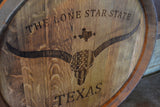 Texas The Lone Star State Reclaimed Wine Barrel Head/Lazy Susan/Clock/Wall Art/Laser Engraved/Laser Engraving/Wedding Gift/Free Shipping