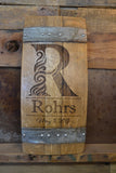 Personalized Family Monogram Wine Barrel Stave Sign