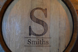 Personalized Monogram Reclaimed Wine Barrel Head: Lazy Susan or Wall Art