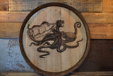 Thirsty Octopus Custom Wine Barrel Head Art Free Shipping/Lazy Susan/Clock/Wall Art/Laser Engraving/Wedding Gift/Free Shipping
