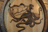 Thirsty Octopus Custom Wine Barrel Head Art Free Shipping/Lazy Susan/Clock/Wall Art/Laser Engraving/Wedding Gift/Free Shipping