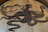 Thirsty Octopus Custom Wine Barrel Head Art Free Shipping/Lazy Susan/Clock/Wall Art/Laser Engraving/Wedding Gift/Free Shipping