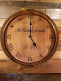 Custom Reclaimed Wine Barrel Head: Wall Clock
