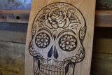 Sugar Skull Wine Barrel Stave Sign