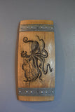 Wine Art Octopus Wine Barrel Stave Sign