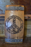 Floral Peace Sign Wine Barrel Stave Sign