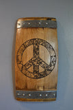 Floral Peace Sign Wine Barrel Stave Sign