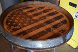 American Flag Reclaimed Wine Barrel Head: Lazy Susan/Wall Art