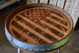 American Flag Reclaimed Wine Barrel Head: Lazy Susan/Wall Art