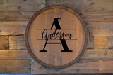 Personalized Family Monogram Reclaimed Wine Barrel Head: Lazy Susan/Wall Art