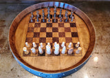 Laser Engraved Chess/Checker Board made from a Repurposed Napa Valley Wine Barrel