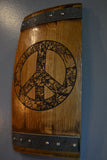 Floral Peace Sign Wine Barrel Stave Sign