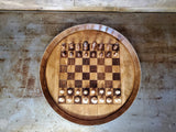 Laser Engraved Chess/Checker Board made from a Repurposed Napa Valley Wine Barrel