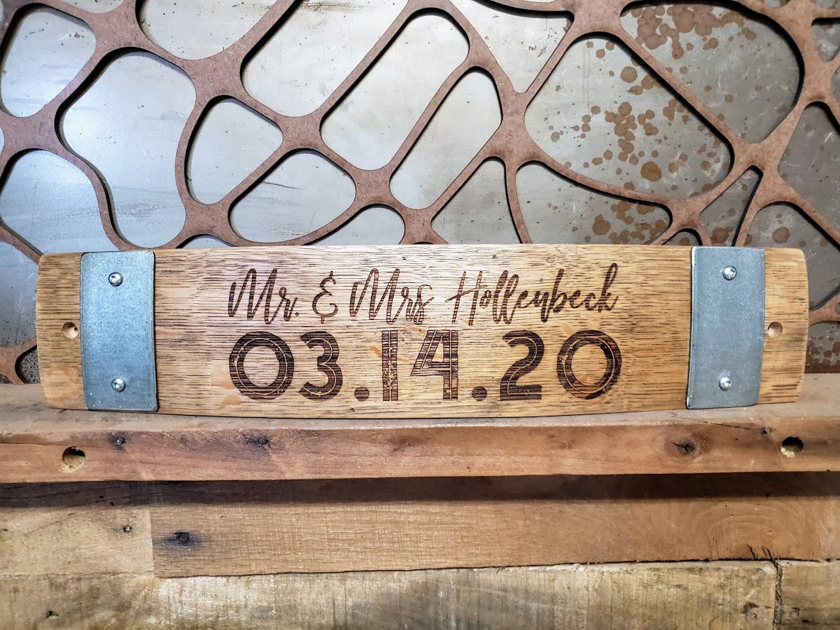 Wedding or Anniversary popular Custom Carved Wine Barrel Sign