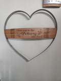 Personalized Wine Barrel Hoop Heart Sign, Custom Wood & Metal Art, Metal Heart Wall Sign, Romantic Anniversary Gift, Keepsake Gift for Wife