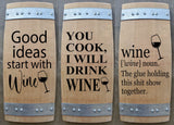 Wine Signs / Laser Engraved Wine Barrel Triple Stave Signs / Free Shipping