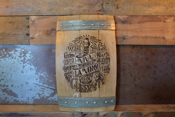 VIVA LA VINO Wine Barrel Stave Sign/Laser Engraved/Laser Engraving/Personalized/Wedding/Wall Art/Wall Hanging/Free Shipping