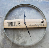 Wine Barrel Stave & Band Wall Clock / Laser Engraved / Free Shipping