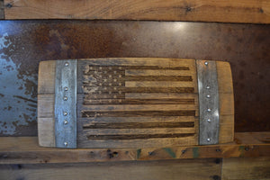 Distressed American Flag Wine Barrel Stave Sign/Laser Engraved/Laser Engraving/Personalized/Wall Art/Wall Hanging/Free Shipping