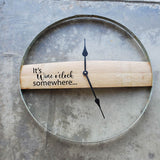 Wine Barrel Stave & Band Wall Clock / Laser Engraved / Free Shipping