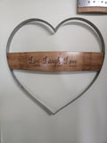 Personalized Wine Barrel Hoop Heart Sign, Custom Wood & Metal Art, Metal Heart Wall Sign, Romantic Anniversary Gift, Keepsake Gift for Wife