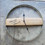 Wine Barrel Stave & Band Wall Clock / Laser Engraved / Free Shipping