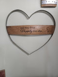 Personalized Wine Barrel Hoop Heart Sign, Custom Wood & Metal Art, Metal Heart Wall Sign, Romantic Anniversary Gift, Keepsake Gift for Wife