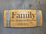 Family Wine Barrel Stave Sign/Laser Engraved/Laser Engraving/Personalized/Wedding/Wall Art/Wall Hanging/Free Shipping