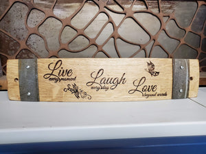 Live, Laugh, Love Wine Barrel Stave Sign