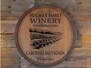 Personalized Family Winery & Wine of Choice Barrel Head: Lazy Susan or Wall Art