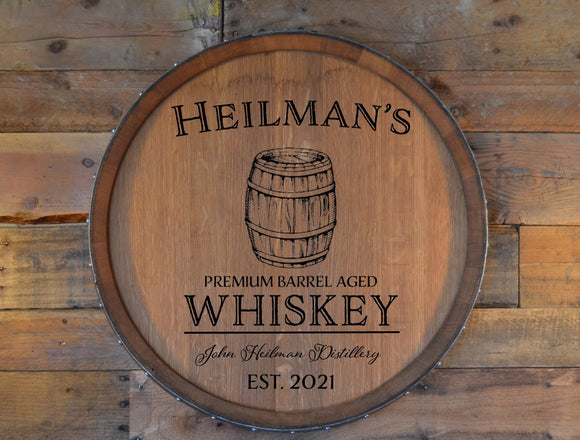 Personalized Family Whiskey Brand Barrel Head: Lazy Susan or Wall Art