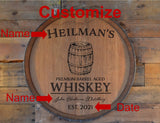 Personalized Family Whiskey Brand Barrel Head: Lazy Susan or Wall Art